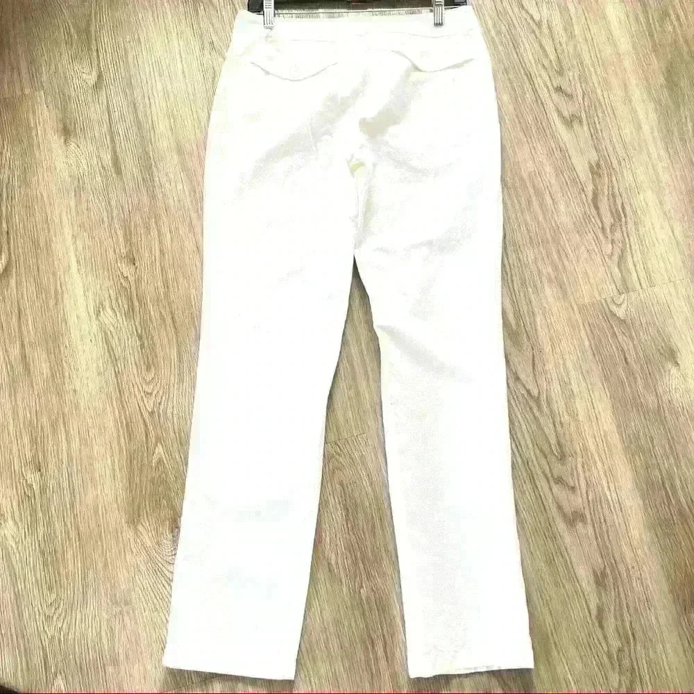 M0851 WHITE LINEN PANT SIDE POCKETS WIDE LEG TROUSER HIGH RISE SIZE S